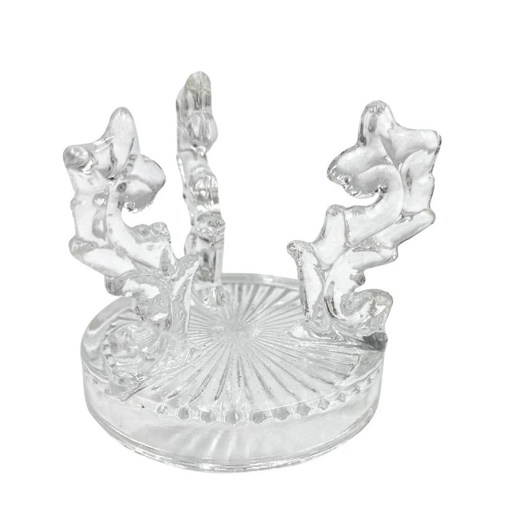 Clear Glass Crystal‎ Display Stand Holder Ornate Acanthus Leaf Design